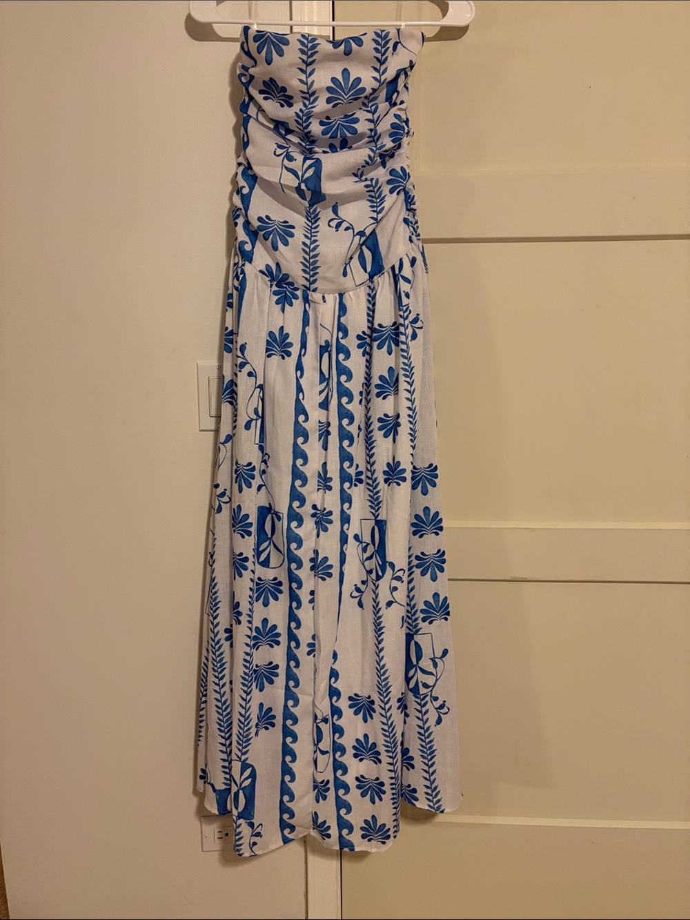 Peppermayo White Maxi Skirt with Blue Floral Print